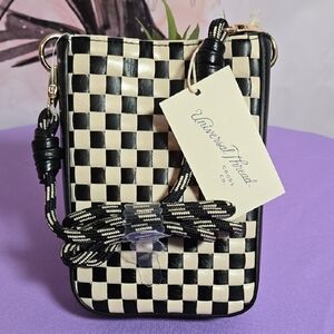 Universal Thread Black and Cream Checkered Crossbody Bag